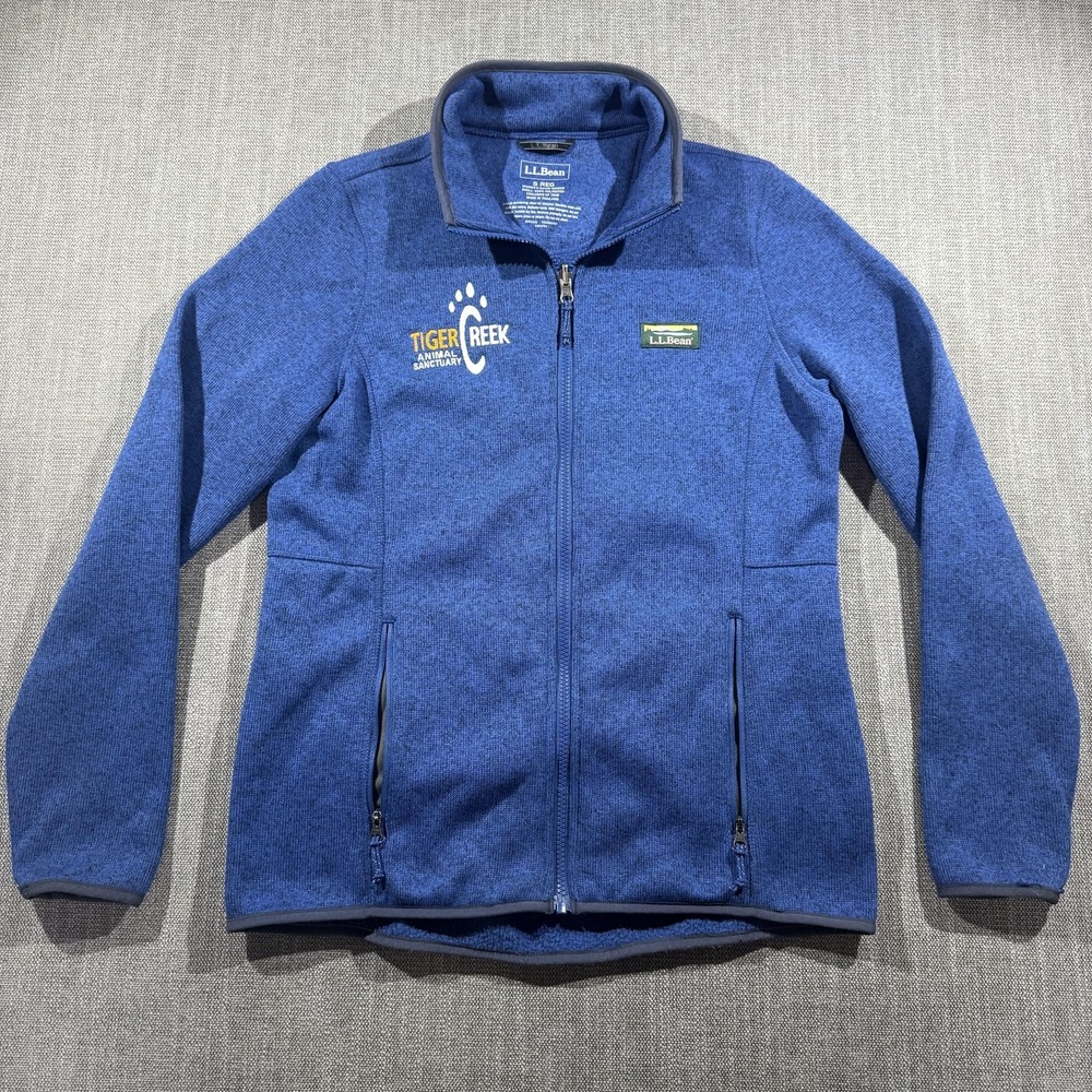 L.L.‎ Bean Jacket Womens Small Blue Fleece Full Zip Tiger Creek Animal Sanctuary